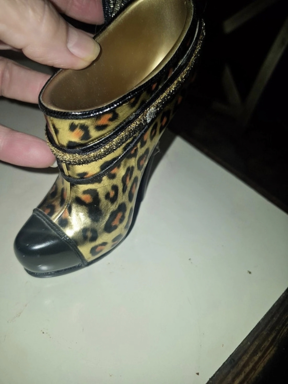 Leopard Print Peep Toe Heels